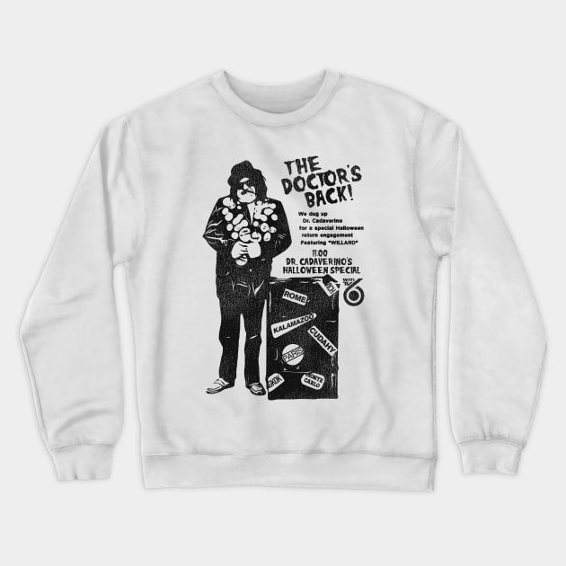 Cadaverino Horror Movie Host WITI 6 Milwaukee Crewneck Sweatshirt by darklordpug